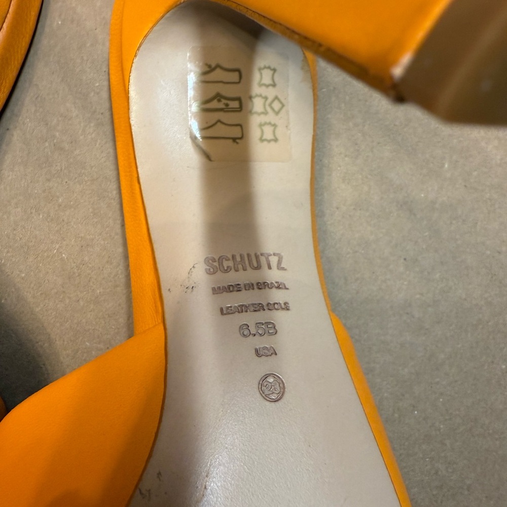 Schutz Women's Yellow Mules - Picture 3 of 4